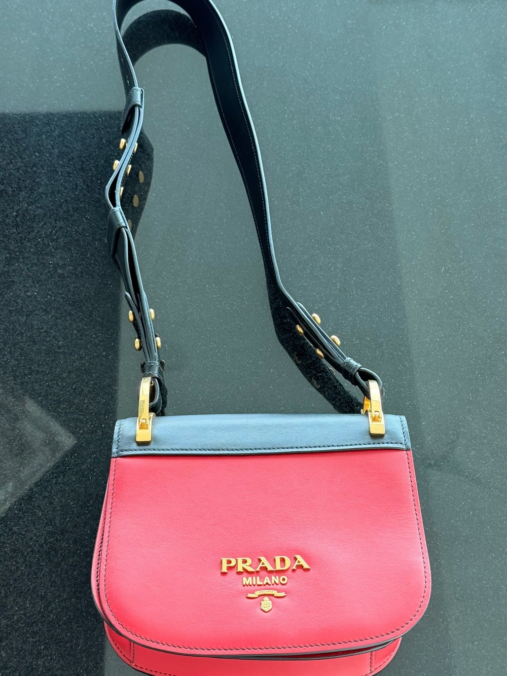 Prada Two-Tone Leather Shoulder / Crossbody Bag